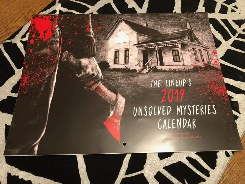 Unsolved mysteries calendar in the December 2018 Creepy Crate