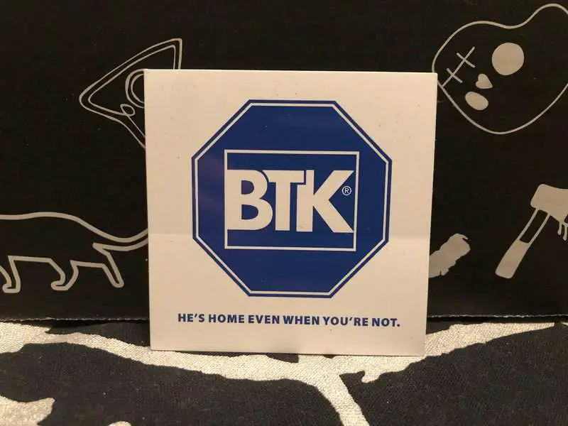 BTK sticker in February 2019 Creepy Crate