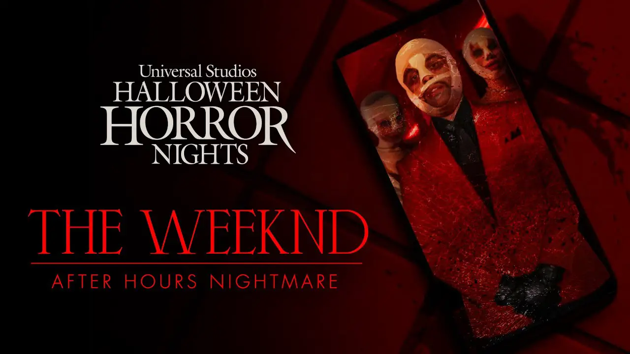 Universal Studios' Halloween Horror Nights promo for The Weeknd's haunted house.