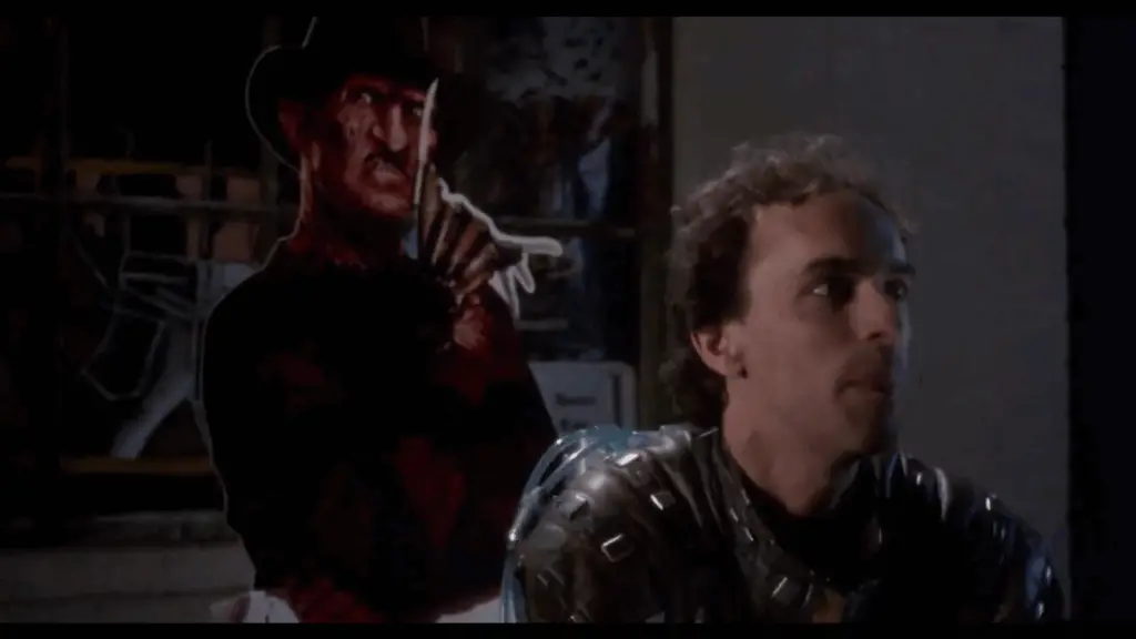 Freddy Krueger (in standee form) makes a cameo appearance in "Critters 2: The Main Course."
